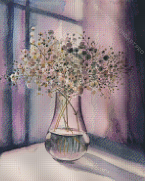 Gypsophila Glass Vase Art Diamond Painting