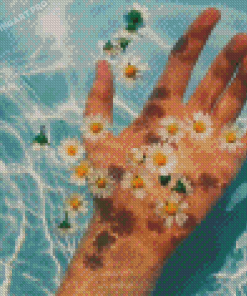 Hand In Water And Daisies Diamond Painting