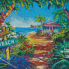 Hawaii Beach Tropical House Diamond Painting