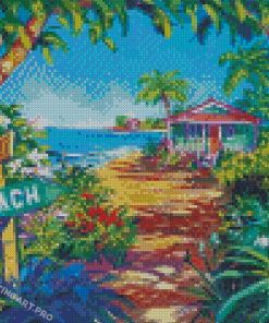 Hawaii Beach Tropical House Diamond Painting