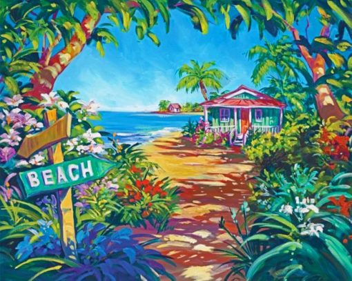 Hawaii Beach Tropical House Diamond Painting