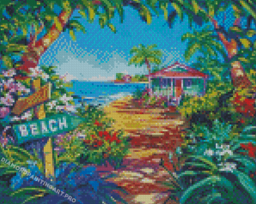 Hawaii Beach Tropical House Diamond Painting