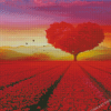 Heart With Flowers Tree Diamond Painting