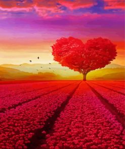 Heart With Flowers Tree Diamond Painting