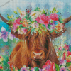 Highland Cow Wearing Flower Crown Diamond Painting