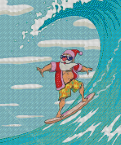 Surfing Santa Diamond Painting