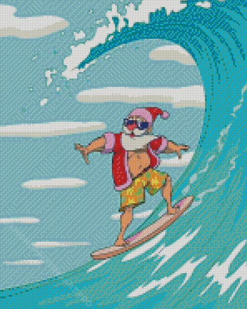 Surfing Santa Diamond Painting