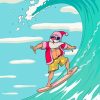 Surfing Santa Diamond Painting