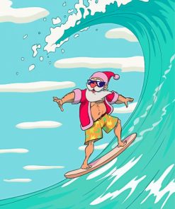 Surfing Santa Diamond Painting