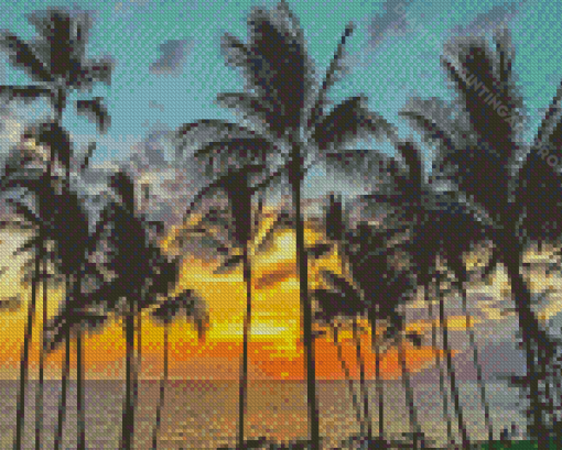 Lahaina Maui Beach Palms Diamond Painting