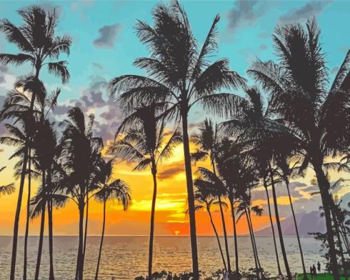 Lahaina Maui Beach Palms Diamond Painting