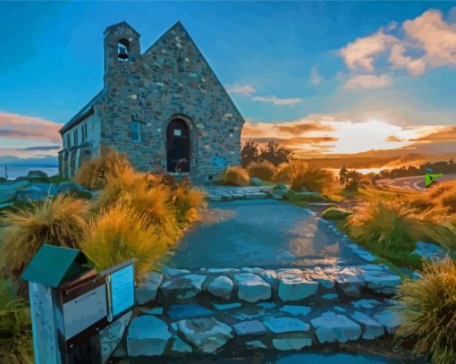 Lake Tekapo Church Diamond Painting