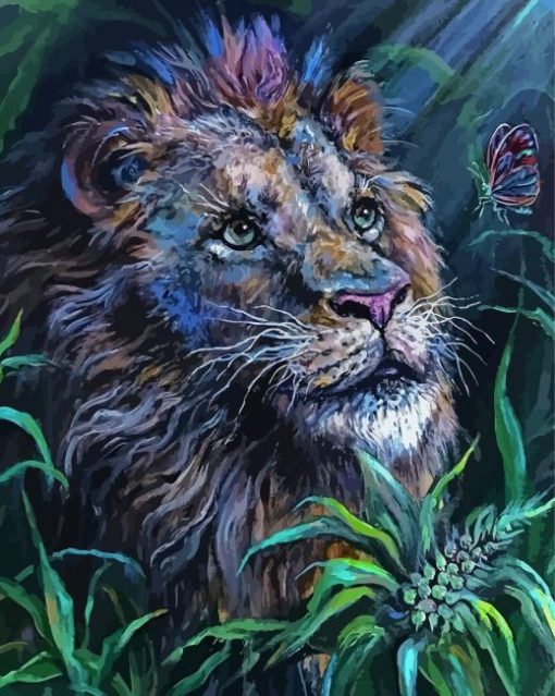 Lion With Butterfly Diamond Painting