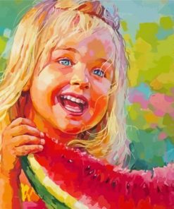 Little Girl With Watermelon Diamond Painting