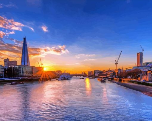 London Thames At Sunset Diamond Painting