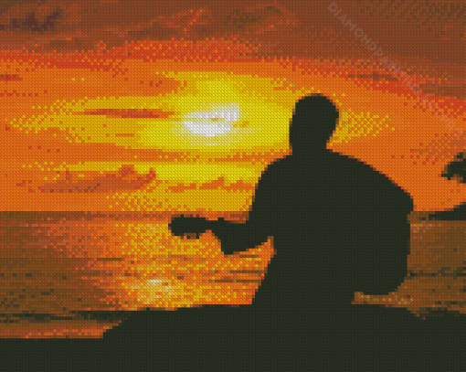 Lonely Musician Silhouette Diamond Painting