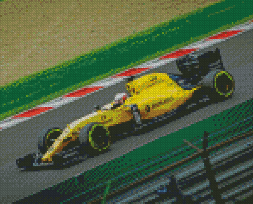 Yellow F1 Race Car Diamond Painting