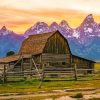 Montana Mountains With Barn Diamond Painting