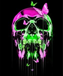 Neon Skull Butterfly Diamond Painting