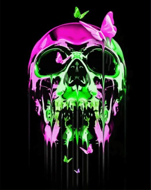 Neon Skull Butterfly Diamond Painting