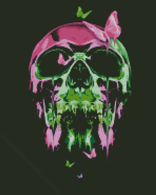 Neon Skull Butterfly Diamond Painting