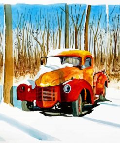 Old Truck In Snow Diamond Painting