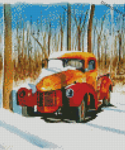 Old Truck In Snow Diamond Painting