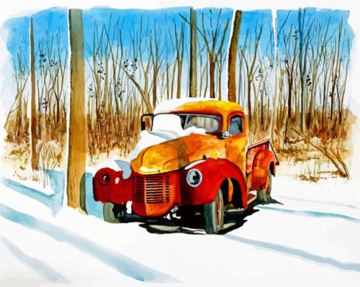 Old Truck In Snow Diamond Painting