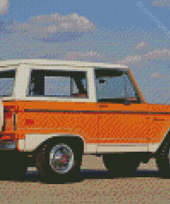 Orange Ford Bronco Car Diamond Painting