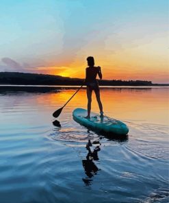 Paddleboarding Sunset Silhouette Diamond Painting