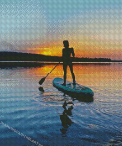 Paddleboarding Sunset Silhouette Diamond Painting