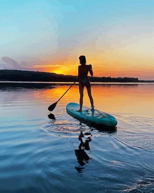 Paddleboarding Sunset Silhouette Diamond Painting