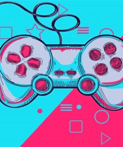 Pink Blue Gamepad Diamond Painting