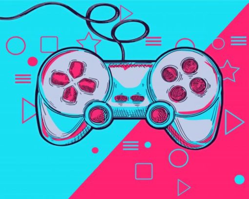 Pink Blue Gamepad Diamond Painting