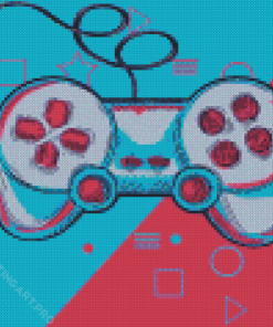 Pink Blue Gamepad Diamond Painting