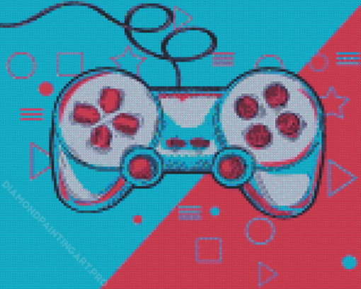 Pink Blue Gamepad Diamond Painting