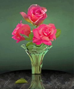 Pink Flowers Glass Diamond Painting