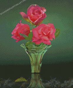 Pink Flowers Glass Diamond Painting