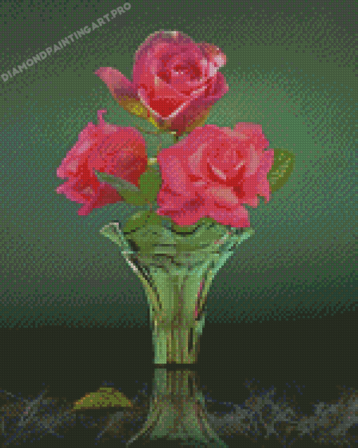 Pink Flowers Glass Diamond Painting