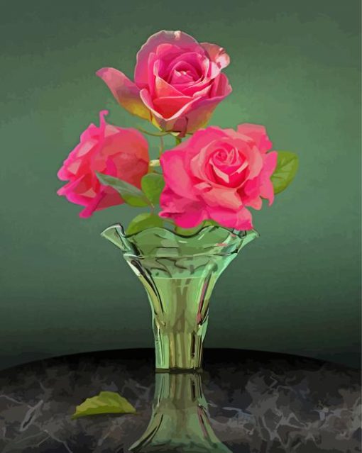 Pink Flowers Glass Diamond Painting