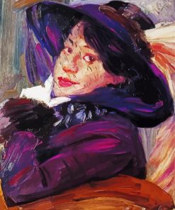 Portrait Of A Woman In A Purple Hat Lovis Corinth Diamond Painting