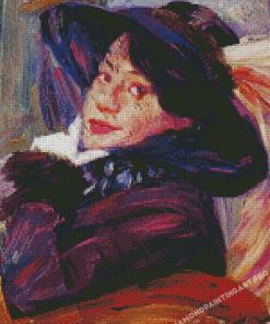 Portrait Of A Woman In A Purple Hat Lovis Corinth Diamond Painting