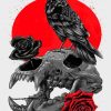 Raven Skull And Roses Diamond Painting