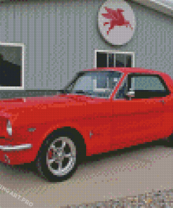 Red 1966 Mustang Diamond Painting