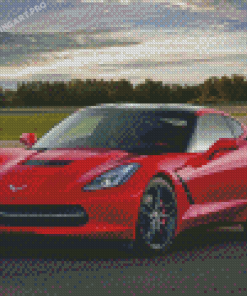 Red C7 Corvette Diamond Painting