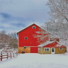 Aesthetic Red Barn In Winter Diamond Painting