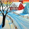 Red Barn In Winter Diamond Painting