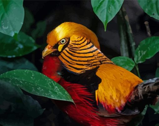 Red Golden Pheasant Diamond Painting