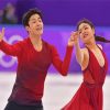 Skating Ice Dancers In Red Diamond Painting