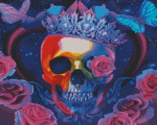 Skull Queen And Roses Diamond Painting